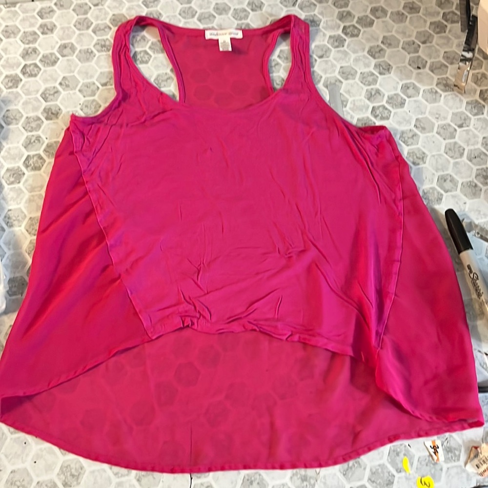 Ambiance Apparel Medium Pink Sheer Back Tank Top